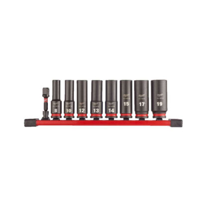 Průmyslové nástrčné hlavice 3/8" 6hranné 8 ÷ 19 mm, prodloužené Milwaukee 4932480455 Impact (9 dílů) 4932480455