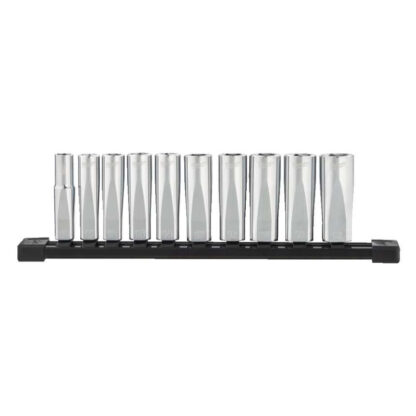 Nástrčné hlavice 3/8" šestihran 10 ÷ 19 mm Milwaukee 4932492510 - chromované, prodloužené (Sada 10 dílů) 4932492509