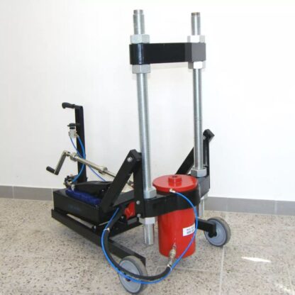 AUTOTECH - VT, s.r.o. Pneumaticko-hydraulický lis na svislé čepy nákladních vozidel, 80 t, pojízdný na vozíku