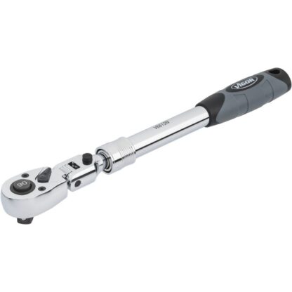 Teleskopická ráčna, kloubová, 1/2", 90 zubů, s přepínáním směru, 350-490 mm - Vigor V6612N