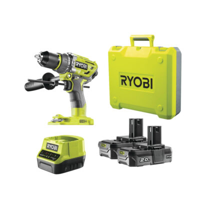 Ryobi R18PD7-220B aku 18 V bezuhlíková příklepová vrtačka + 2x 2Ah baterie + nabíječka ONE+ 5133004295