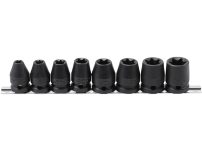 BGS Technic BGS 9779 Nástrčné hlavice 1/2" E-Profil E10 ÷ E24, silové (Sada 8 dílů na kole