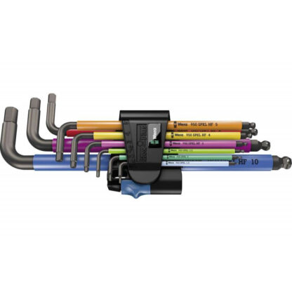 Wera 022210 Zástrčné klíče inbus 950/9 Hex-Plus Multicolour HF 1, BlackLaser s přidržovací funkcí (Sada 9 dílů) 05022210001