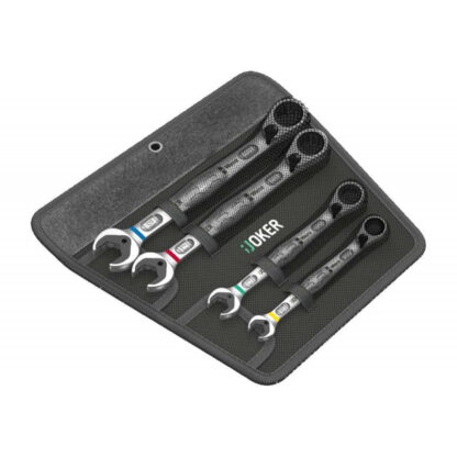 Wera 020090 Očkoploché ráčnové klíče 10 ÷ 19 mm 6001 Joker 4 Set 1, vyhnuté (Sada 4 dílů) 05020090001