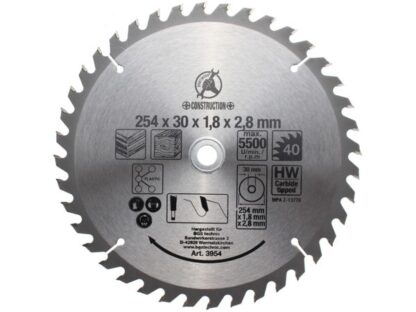 BGS Technic BGS 3954 Pilový kotouč ze slinutého karbidu průměr 254 x 30 x 3,2 mm, 40 zubů