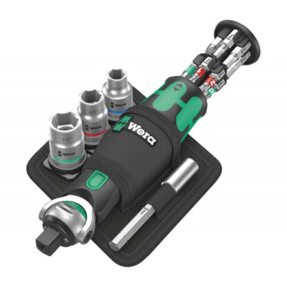 Wera 004283 Kompaktní ráčna 8009 Zyklop Pocket Imperial Set 2 s bity a hlavicemi (Palcová sada 18 dílů) 05004283001