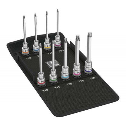 Wera 004212 Prodloužené zástrčné hlavice Zyklop 1/2" Torx 8767 C TORX HF 3 s přidržovací funkcí (Sada 9 dílů 140 mm) 05004212001