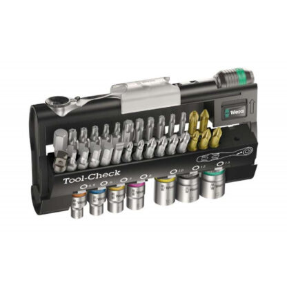 Wera 073220 Bity, hlavice a ráčna 1/4" Tool-Check 1 SB s držákem 889/4/1 K (Sada 38 dílů) 05073220001