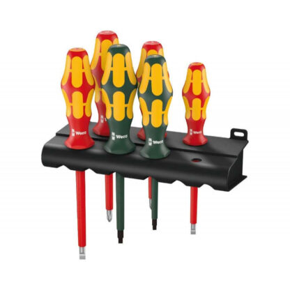 Wera 347777 Elektrikářské šroubováky Kraftform Plus VDE řada 100 typ 160 i/168 i/6 (Sada 6 dílů + stojánek) 05347777001