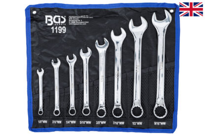 BGS technic Očkoploché palcové klíče Whitworth, velikosti 1/8” až 9/16”, sada 8 ks - BGS 1199