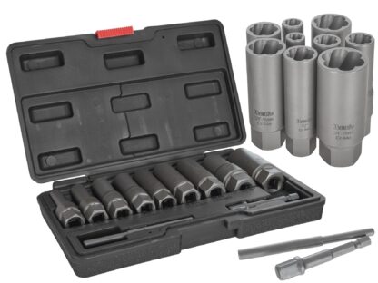 GEKO Hlavice pro demontáž poškozených matic a šroubů, 6-19 mm, prodloužené, 11 ks