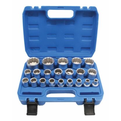 Hlavice nástrčné 1/2", dvanáctihran, 8-36 mm, 21 ks - SATRA