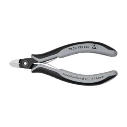 Přesné boční štípací kleště pro elektroniku 125 mm KNIPEX 79 22 125 ESD - leštěná hlava, vícesložkové návleky 79 22 125 ESD