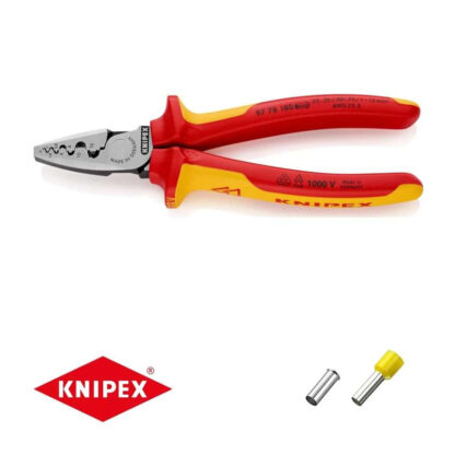 Lisovací kleště na koncové dutinky Knipex 97 78 180 T s připevňovacím okem VDE 97 78 180 T