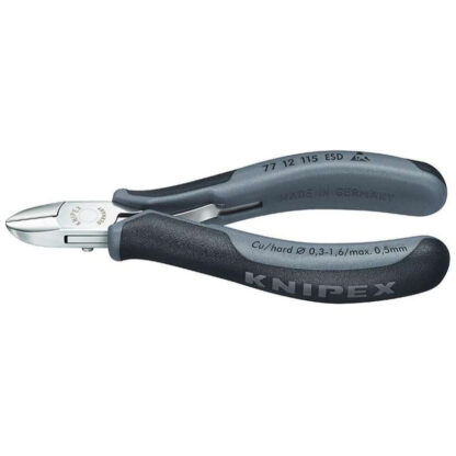 Boční štípací kleště pro elektroniku 115 mm KNIPEX 77 12 115 ESD - leštěná hlava, vícesložkové návleky 77 12 115 ESD