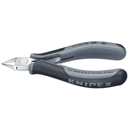 Boční štípací kleště pro elektroniku 115 mm KNIPEX 77 52 115 ESD - leštěná hlava, vícesložkové návleky 77 52 115 ESD