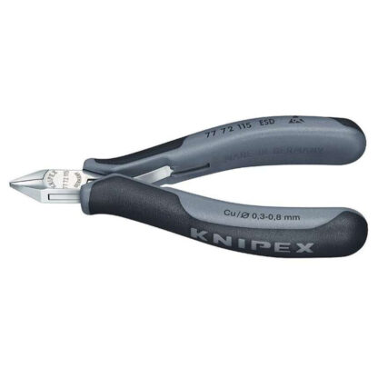 Boční štípací kleště pro elektroniku 115 mm KNIPEX 77 72 115 ESD - leštěná hlava, vícesložkové návleky 77 72 115 ESD