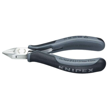 Boční štípací kleště pro elektroniku 115 mm KNIPEX 77 32 115 ESD - leštěná hlava, vícesložkové návleky 77 32 115 ESD