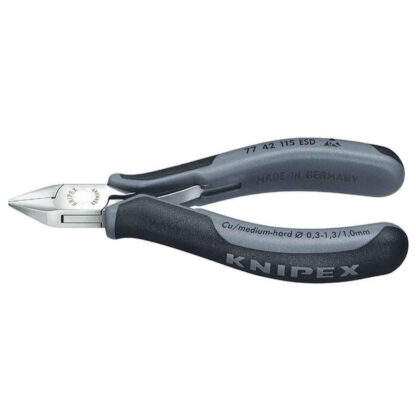 Boční štípací kleště pro elektroniku 115 mm KNIPEX 77 42 115 ESD - leštěná hlava, vícesložkové návleky 77 42 115 ESD