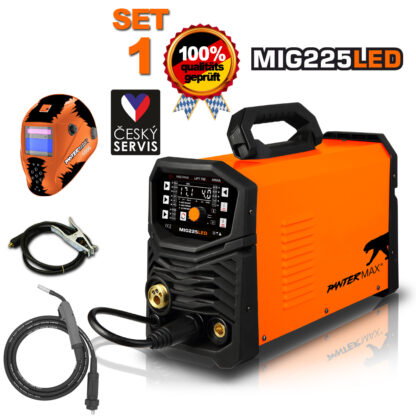 PANTERMAX MIG225LED invertorová svářečka MIG/TIG/MMA + Kabely 3m + Kukla + Hořák + Kartáč PMMIG225LED_S01