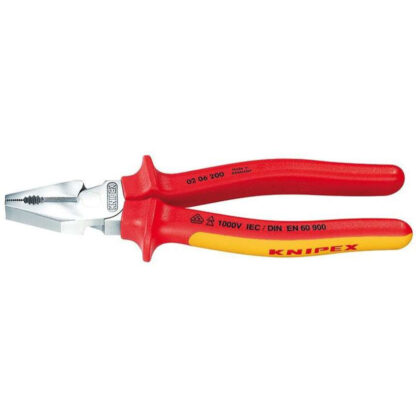 Silové kombinované kleště 225 mm - VDE 1000V. KNIPEX 02 06 225 - chromováno, vícesložkové návleky 02 06 225