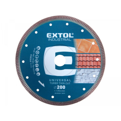 EXTOL INDUSTRIAL Kotouč diamantový řezný, turbo Thin Cut, suché i mokré řezání, O 200x25,4x2mm 8703046
