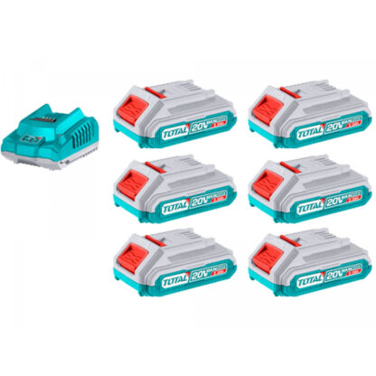 Sada baterií a nabíječky TOTAL, 20V Li-ion, 2000mAh, industrial TFBCLI2062