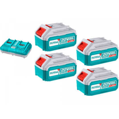 Sada baterií a nabíječky TOTAL, 20V Li-ion, 4000mAh, industrial TFBCLI20244