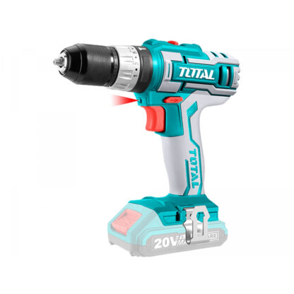 Vrtací šroubovák AKU s příklepem TOTAL, 20V Li-ion (2x), 2000mAh, Sada 50ks, industrial TIDLI2002