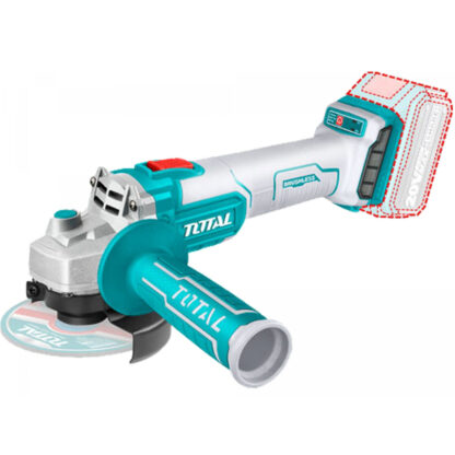 Bruska úhlová AKU TOTAL, 115mm, Brushless, 20V Li-ion, 2000mAh, industrial, bez baterie a nabíječky TAGLI201158