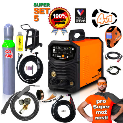 PANTERMAX PanterWeld4v1 200 MULTIFUNKČNÍ invertorová svářečka MIG/TIG/MMA/PLAZMA + Kukla + Red. Ventil + Drát 5kg + Co2 PMPW4v1_S05S