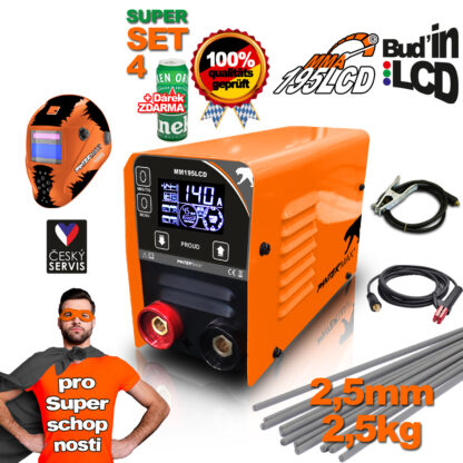 PANTERMAX MMA195LCD invertorová svářečka MMA/TIG + Kabely 1.5m + Kukla + Kartáč + Elektrody 2,5kg PMMMA195LCD_S04