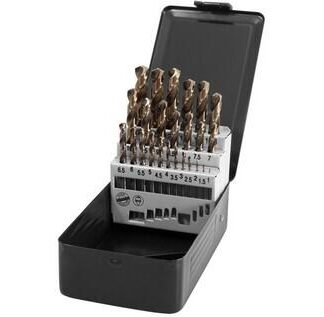 PROTECO 04-2907-25 sada vrtáků do kovu 25 dílů 1 - 13 mm HSS-Co5 cobaltové