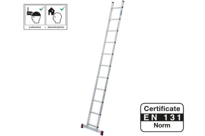 PROTECO 10.66-1-11-KR žebřík opěrný hliníkový 11 příček 310cm se stabilizátorem