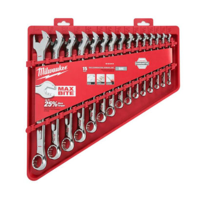 Očkoploché klíče 1/4 ÷ 3/4" MAX BITE™ Milwaukee 4932464996 palcové. Sada 15 dílů v pořadači 4932464996