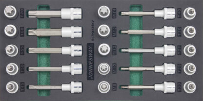 Modul pěnový - zástrčné hlavice TORX a RIBE 1/2", sada 25 ks - JONNESWAY S07H4125KV