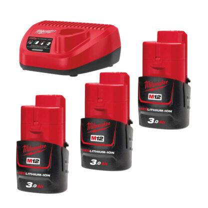 Aku nabíjecí sada Milwaukee M18 NRG-303, 3x Akumulátor M12 B3 + Aku nabíječka M12 C12 C, 4933459207 4933459207